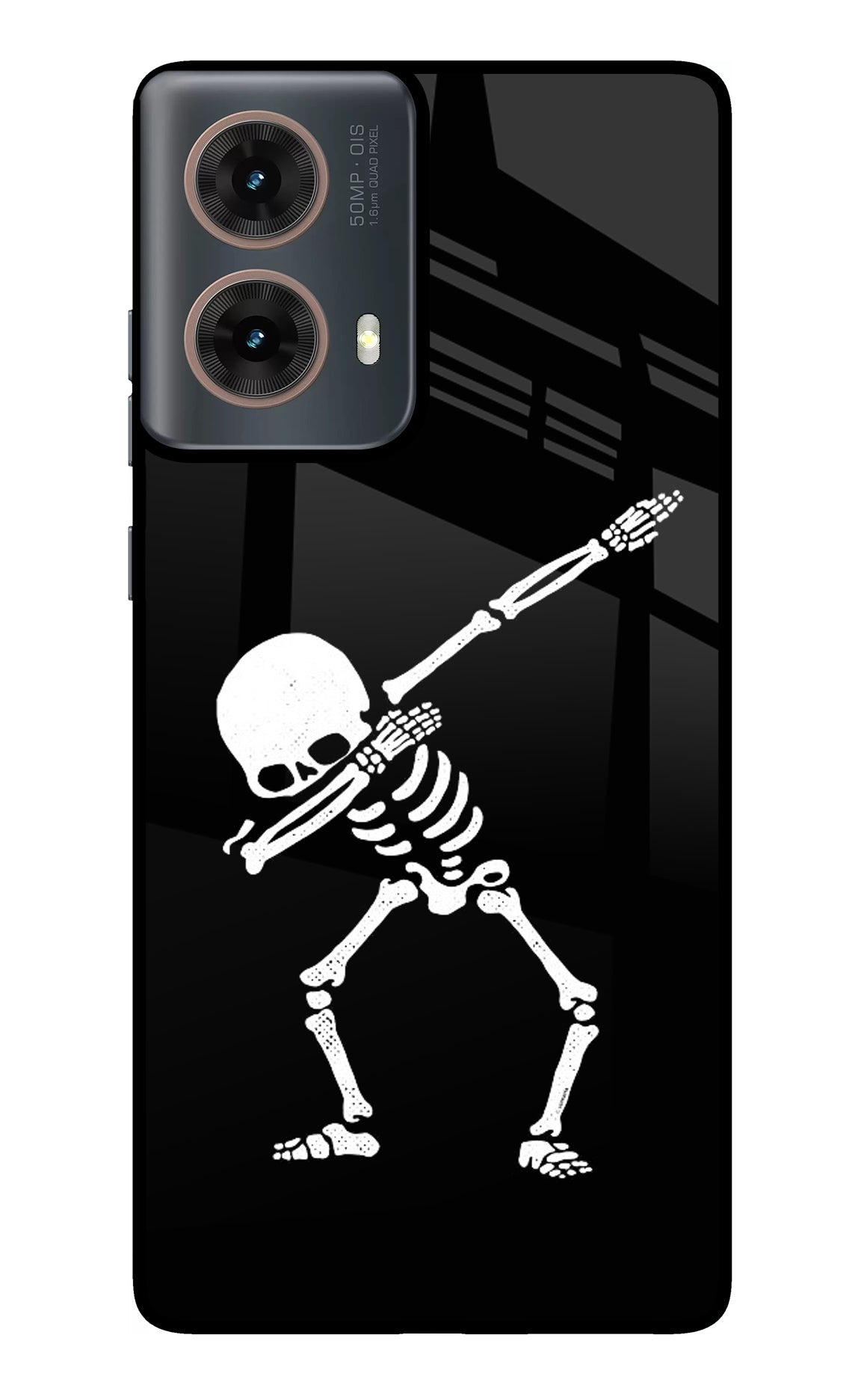 Dabbing Skeleton Art Motorola G85 Glass Case