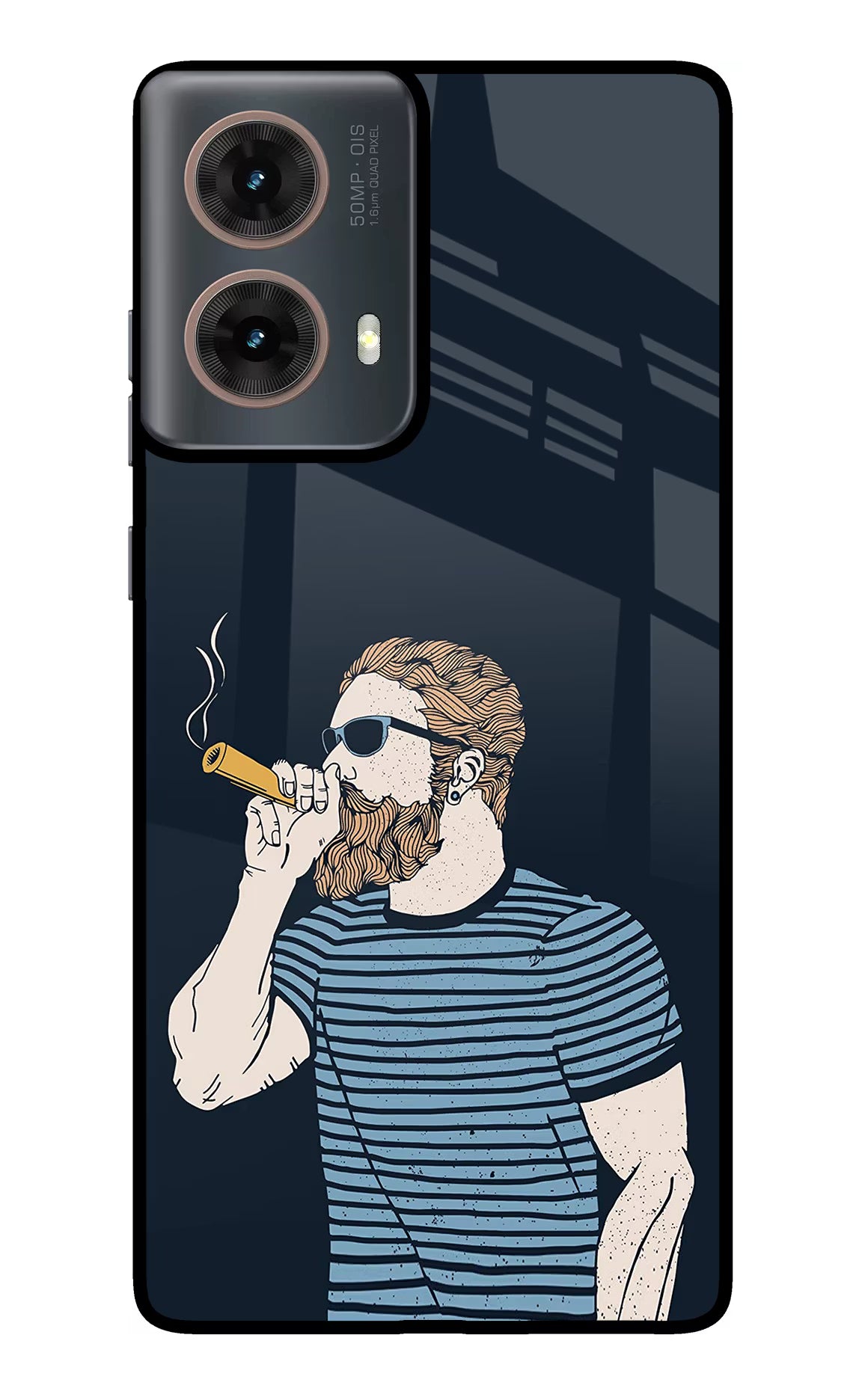 Smoking Motorola G85 Glass Case Back Cover by Casekaro