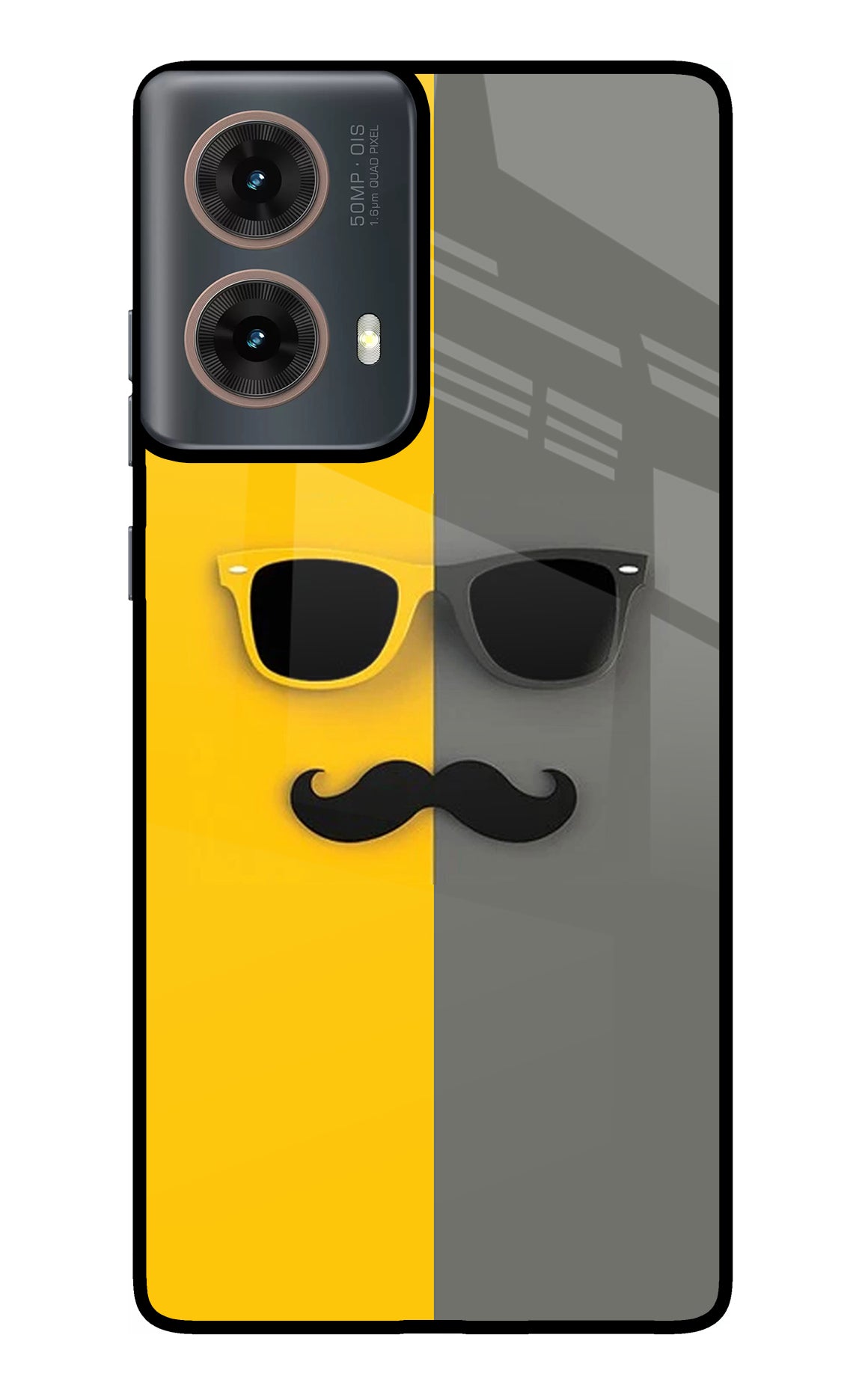 Sunglasses with Mustache Motorola G85 Glass Case