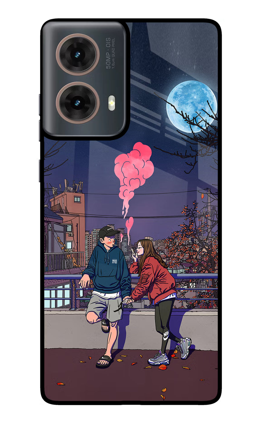 Chilling Couple Motorola G85 Back Cover, Metal case