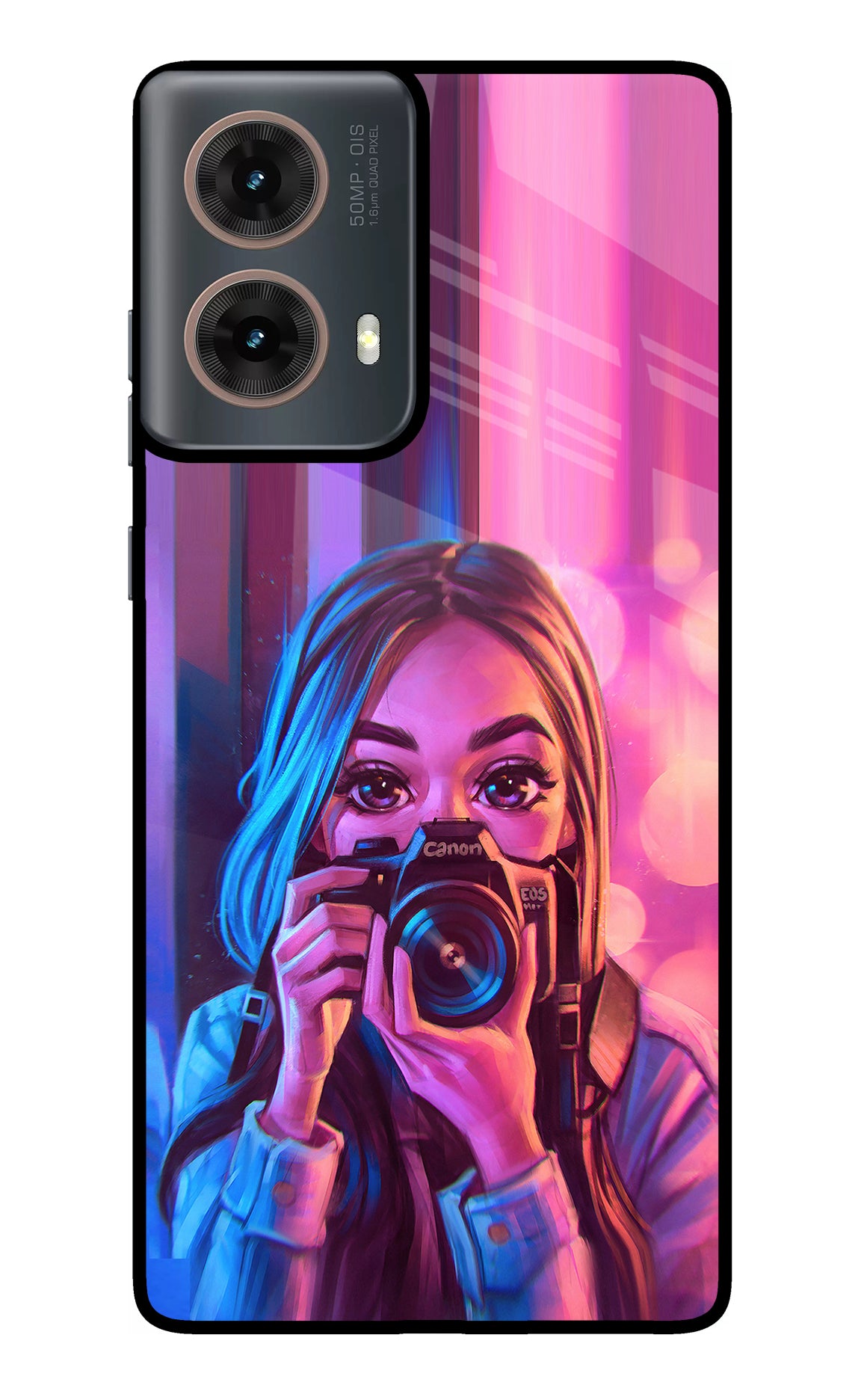 Girl Photographer Motorola G85 Glass Case