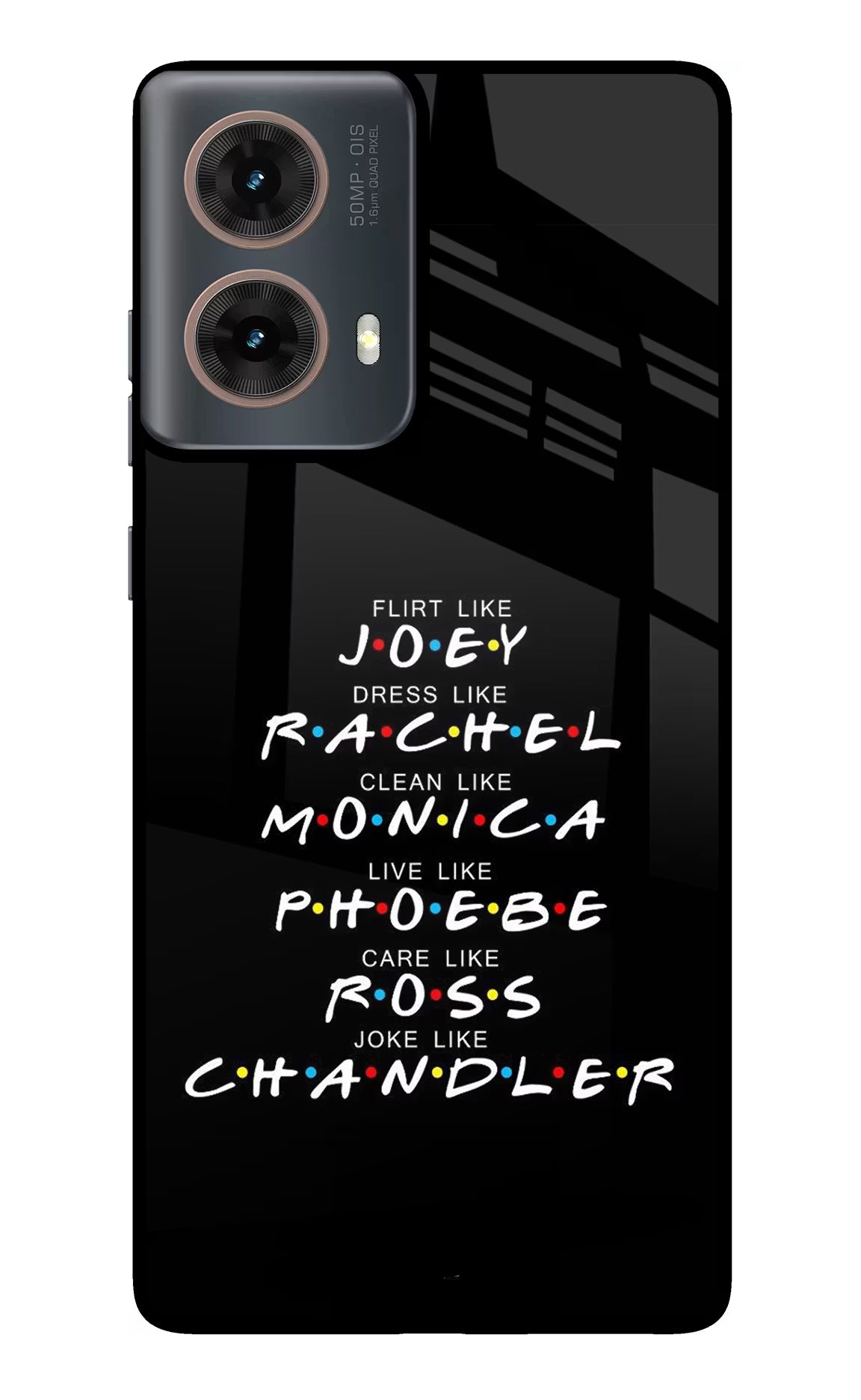FRIENDS Character Motorola G85 Glass Case Back Cover by Casekaro