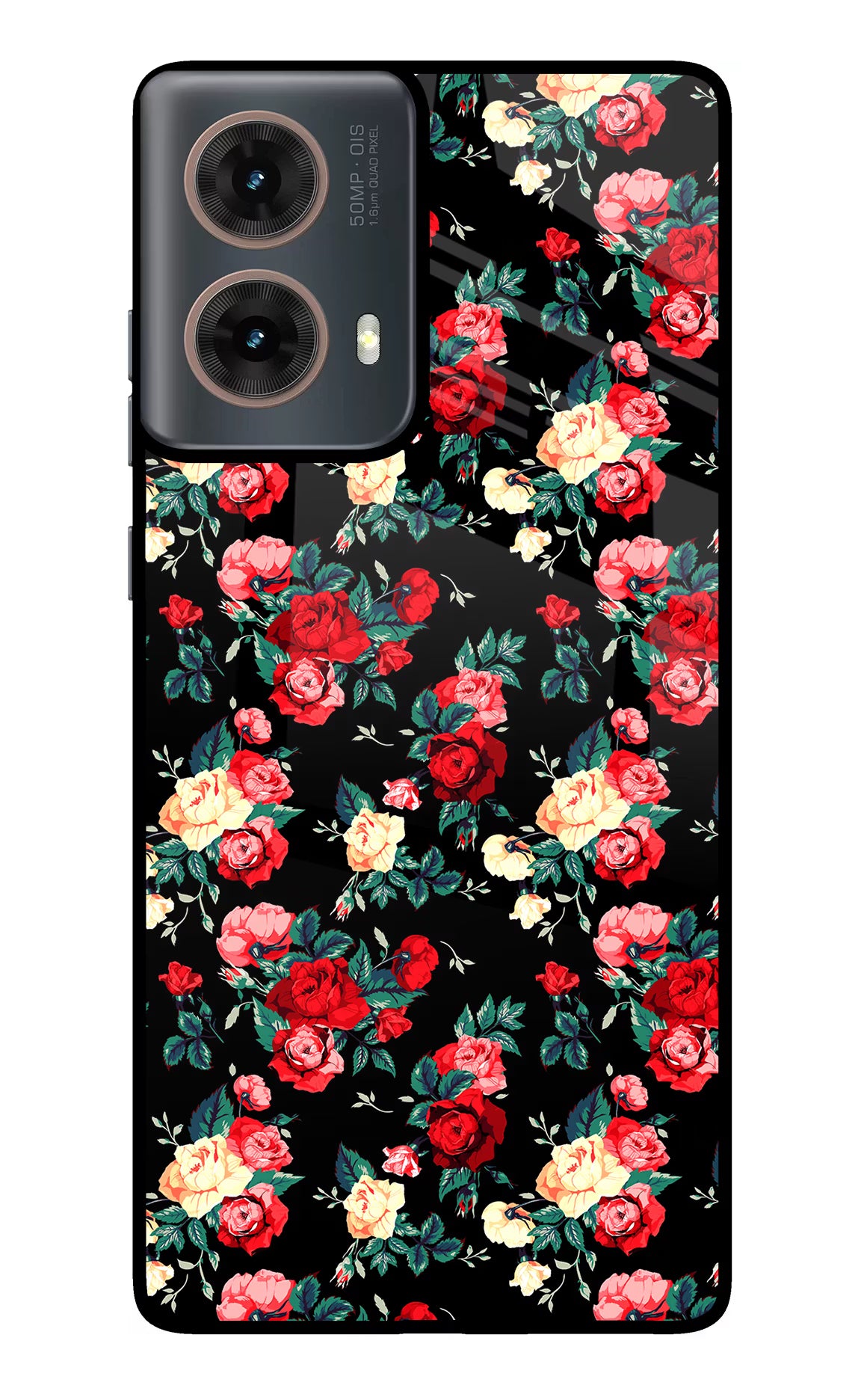 Rose Pattern Motorola G85 Glass Case Back Cover by Casekaro