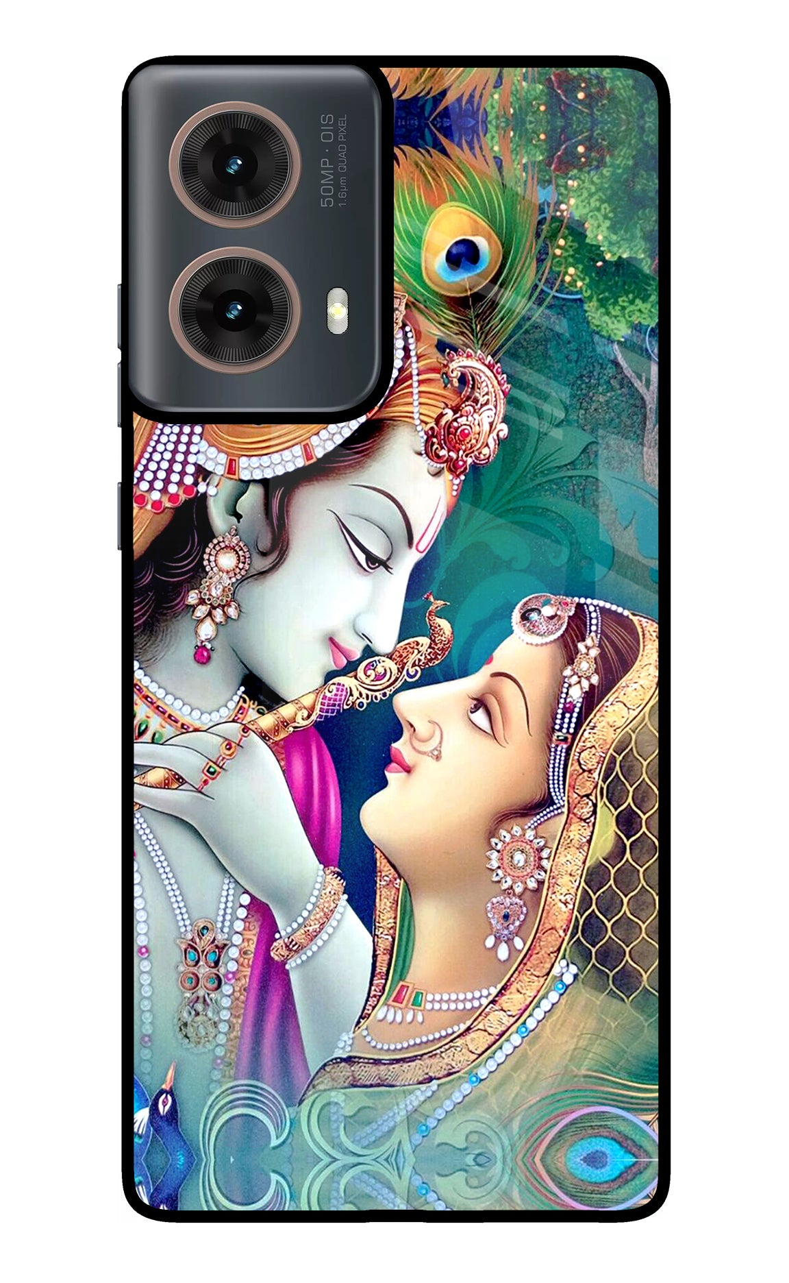 Lord Radha Krishna Motorola G85 Glass Case