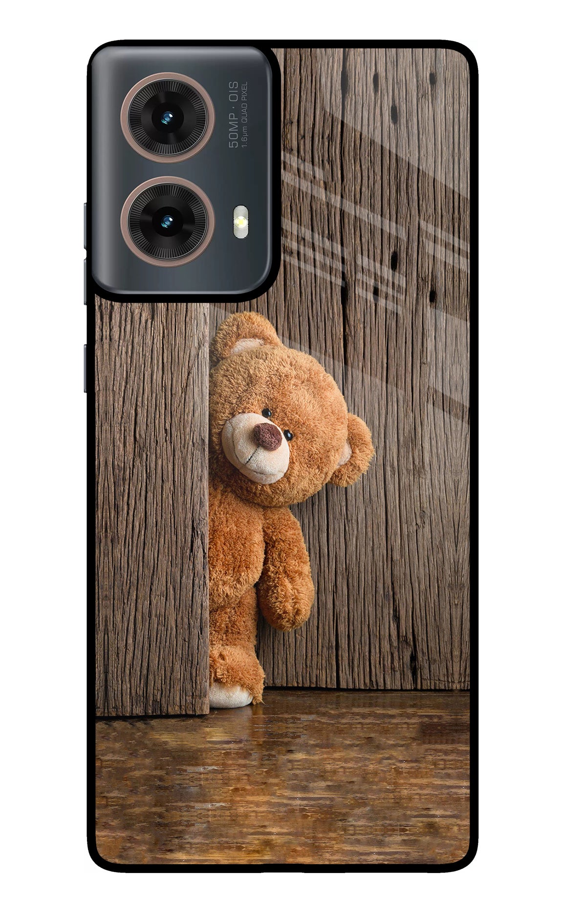 Teddy Wooden Motorola G85 Glass Case