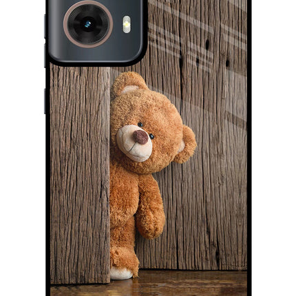 Teddy Wooden Motorola G85 Glass Case Back Cover by Casekaro