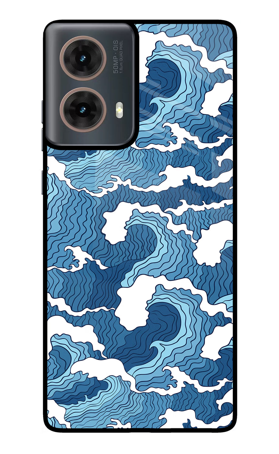 Blue Waves Motorola G85 Back Cover, Metal case