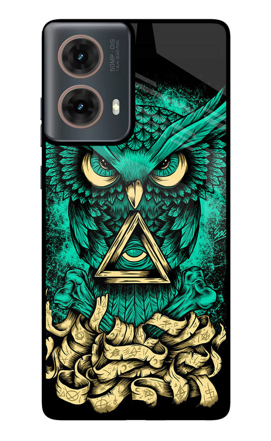 Green Owl Motorola G85 Glass Case