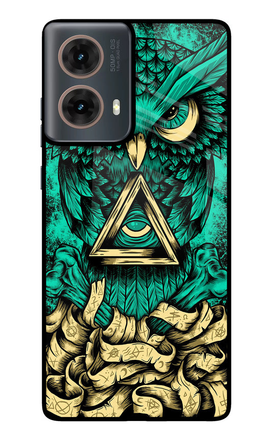 Green Owl Motorola G85 Glass Case