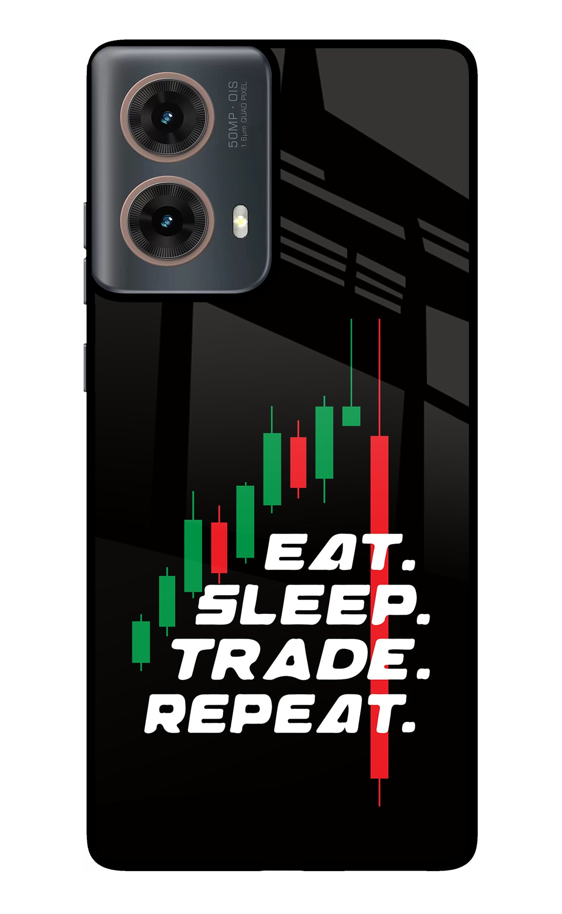 Eat Sleep Trade Repeat Motorola G85 Glass Case