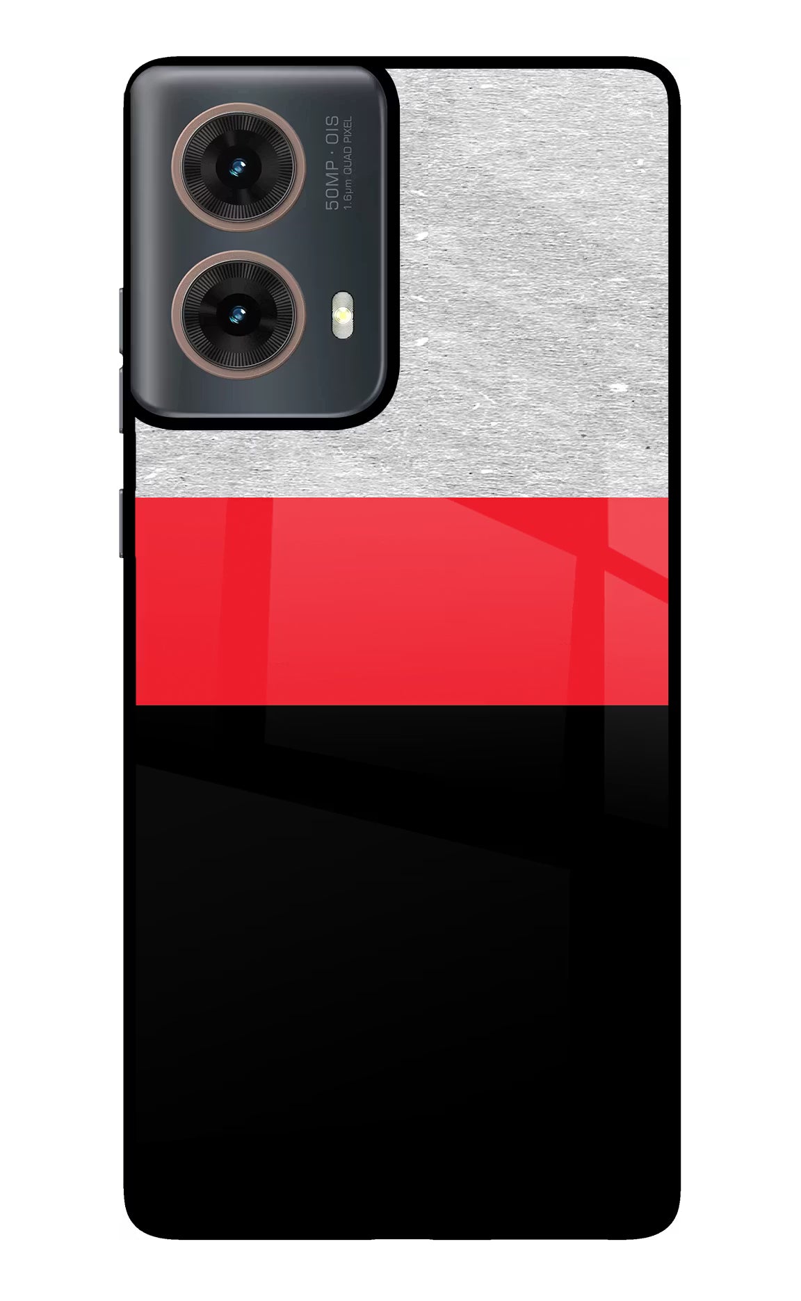 Tri Color Pattern Motorola G85 Glass Case Back Cover by Casekaro