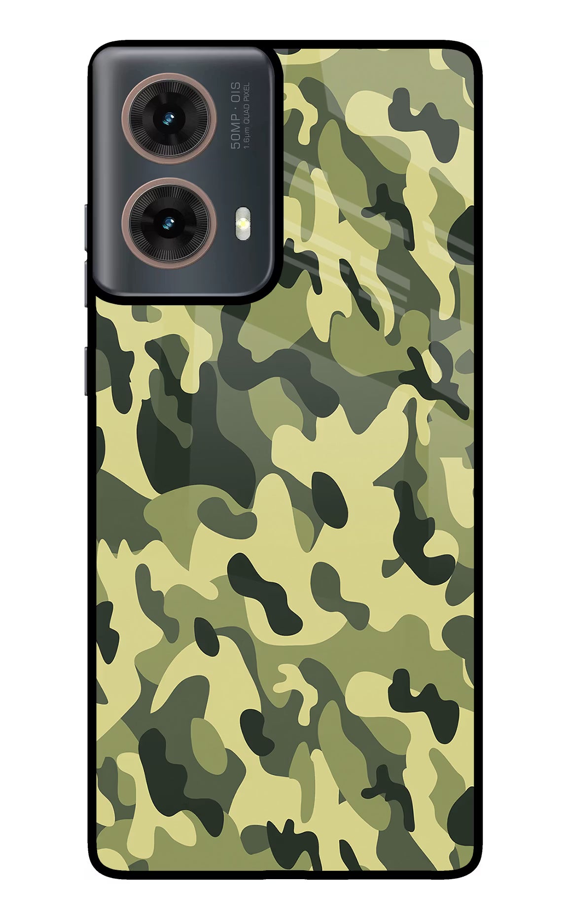 Camouflage Motorola G85 Glass Case Back Cover by Casekaro