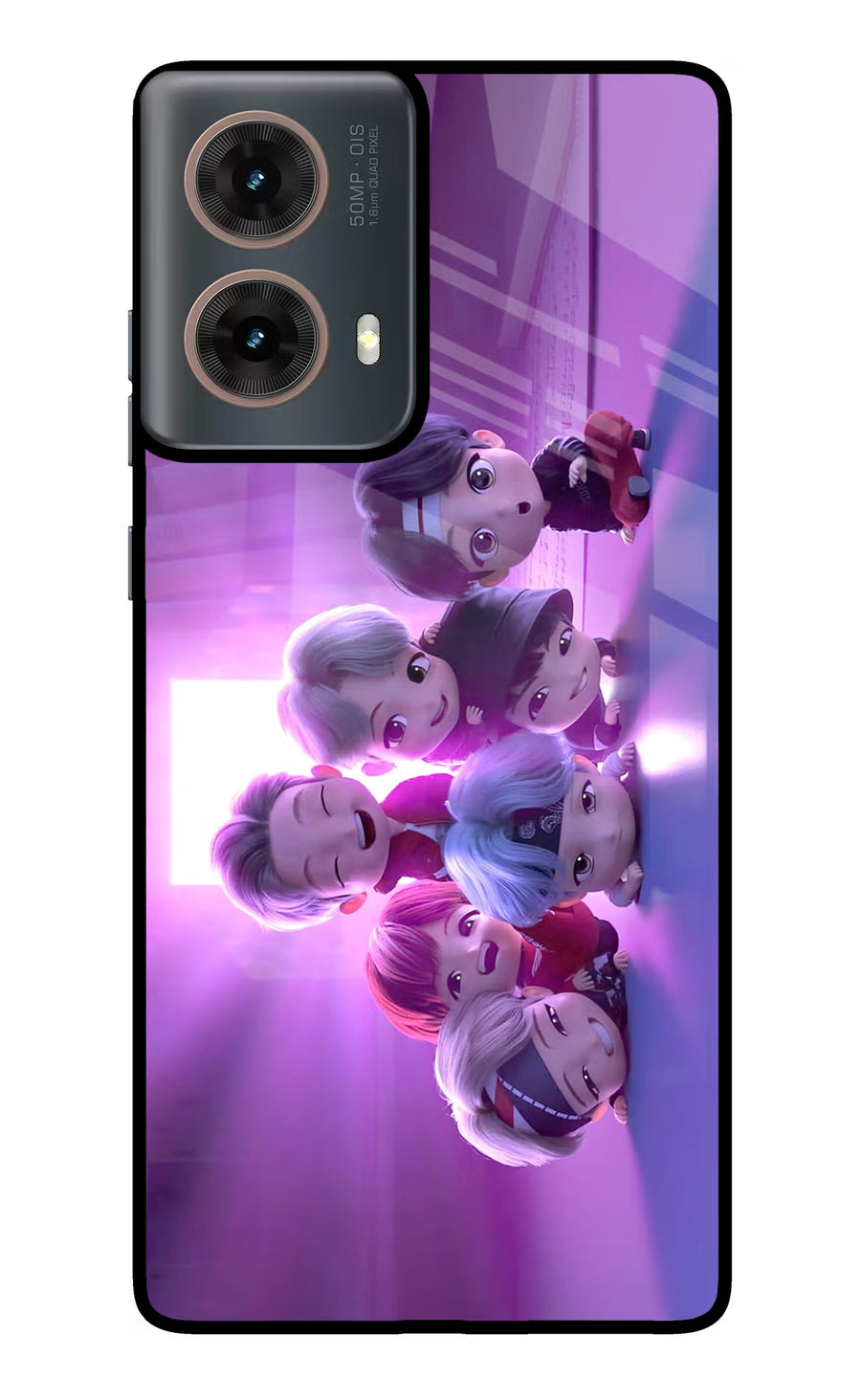 BTS Chibi Motorola G85 Back Cover, Metal case