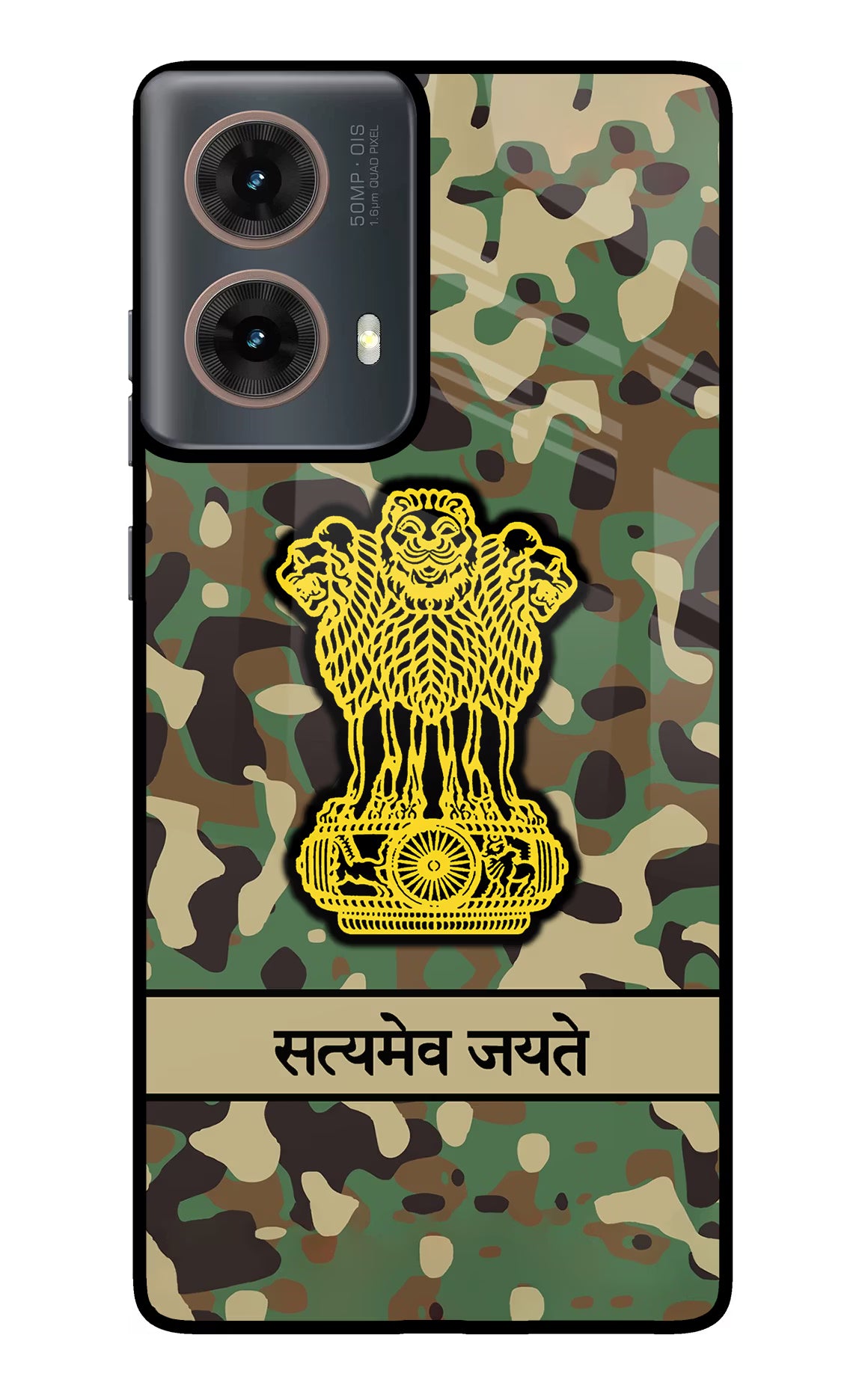 Satyamev Jayate Army Motorola G85 Glass Case Back Cover by Casekaro