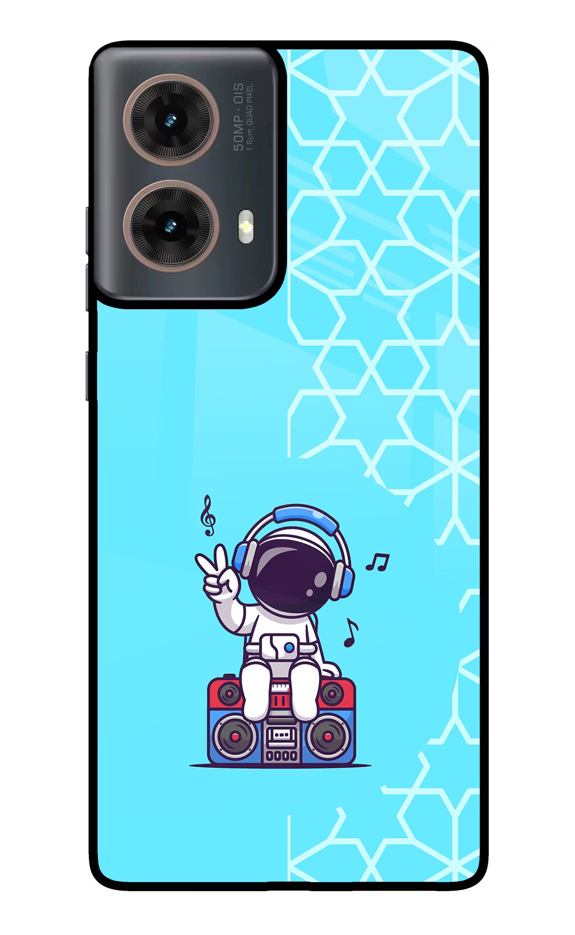 Cute Astronaut Chilling Motorola G85 Glass Case Back Cover by Casekaro