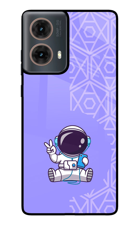 Cute Astronaut Chilling Motorola G85 Glass Case