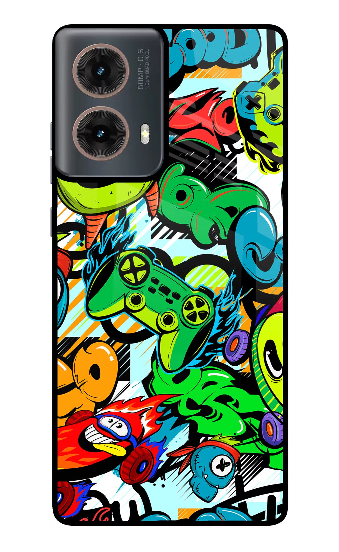 Game Doodle Motorola G85 Glass Case Back Cover by Casekaro