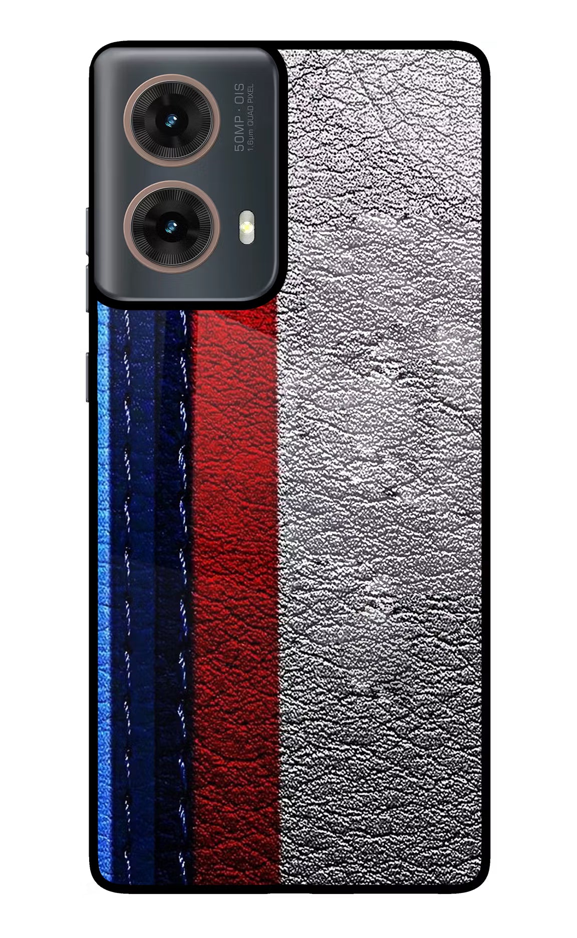 BMW Stripes Motorola G85 Glass Case Back Cover by Casekaro