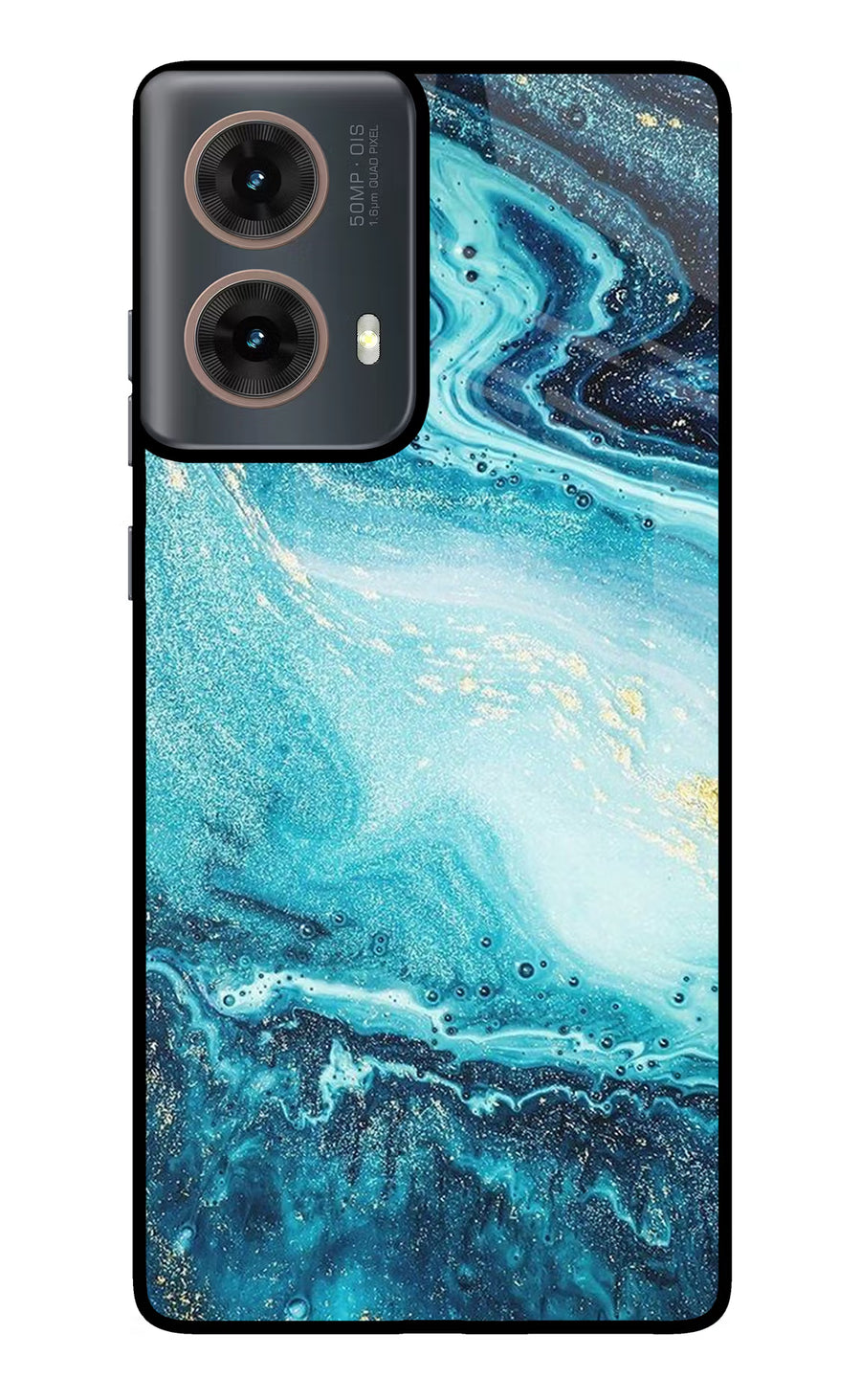 Blue Glitter Marble Motorola G85 Back Cover, Metal case