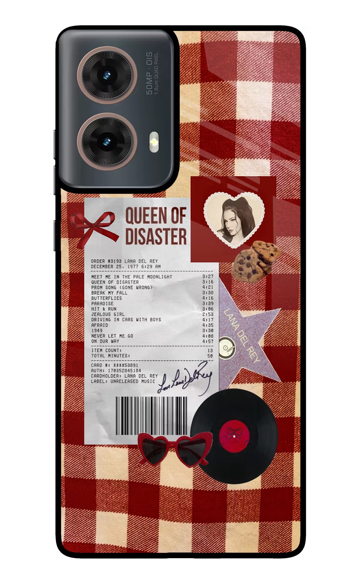 Queen of Disaster Motorola G85 Glass Case Back Cover by Casekaro