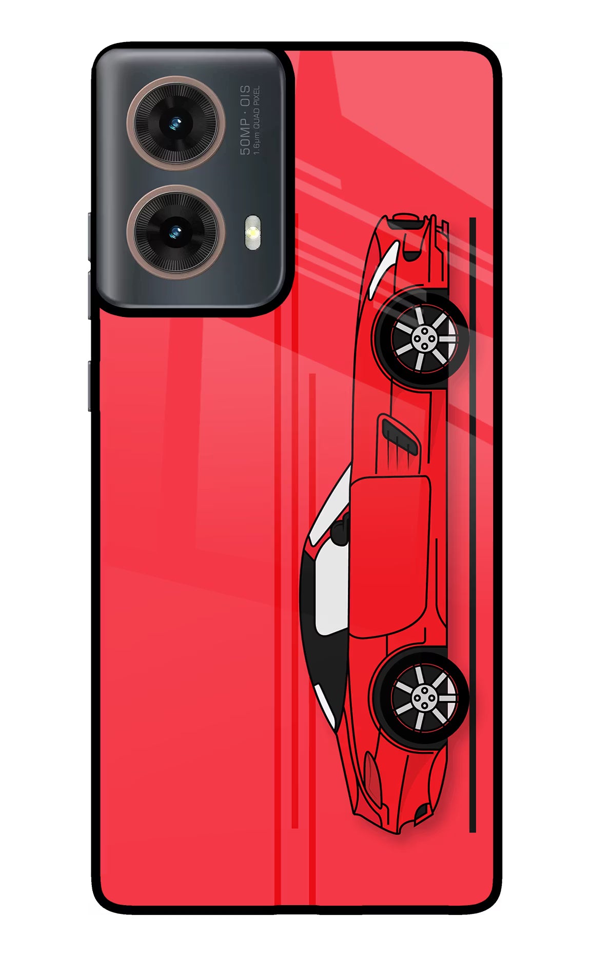 Red Velocity Motorola G85 Glass Case Back Cover by Casekaro