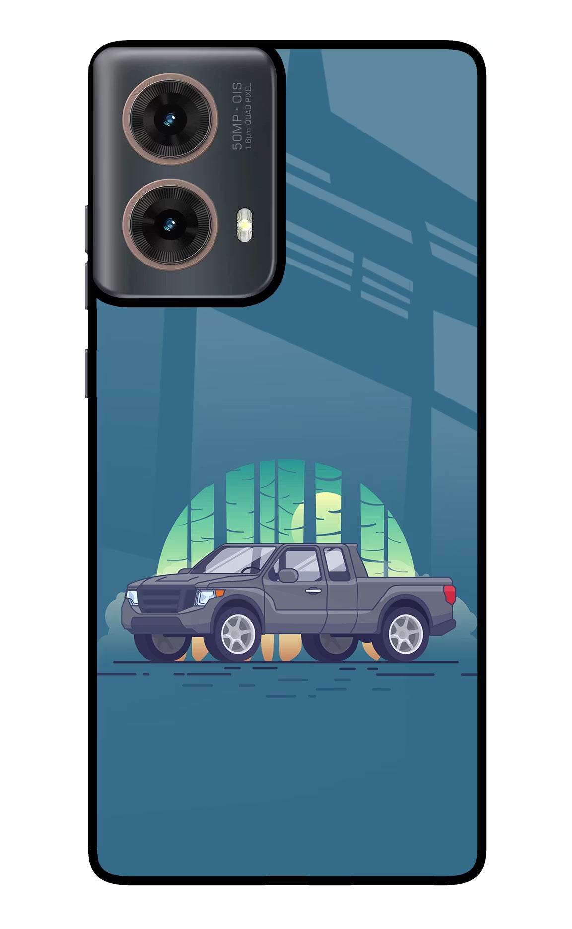 Retro Garage Vibe Motorola G85 Glass Case Back Cover by Casekaro