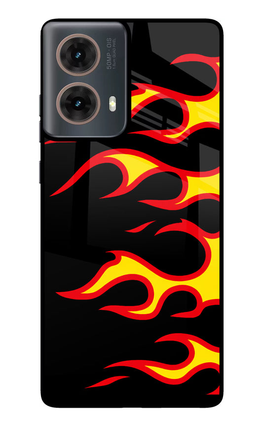 Side Sweep Flames Motorola G85 Glass Case