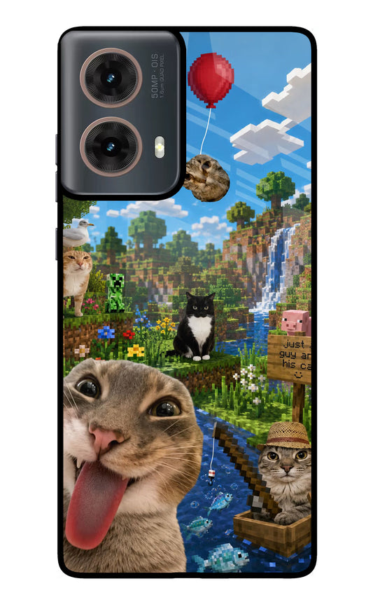 Minecraft Cat Chaos Motorola G85 Glass Case