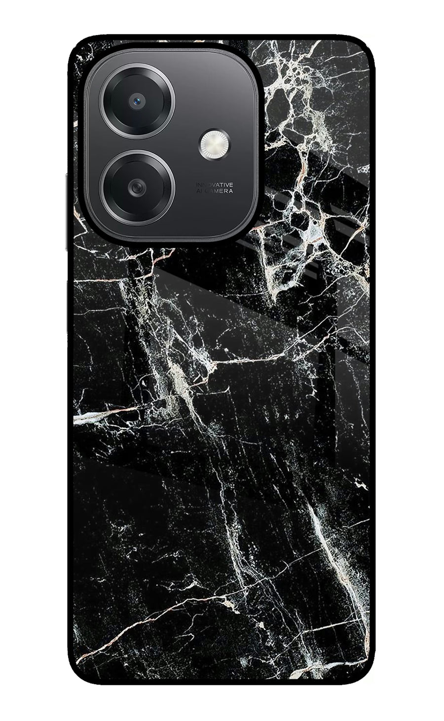 Black Marble Texture OPPO A3x Back Cover, Glass case