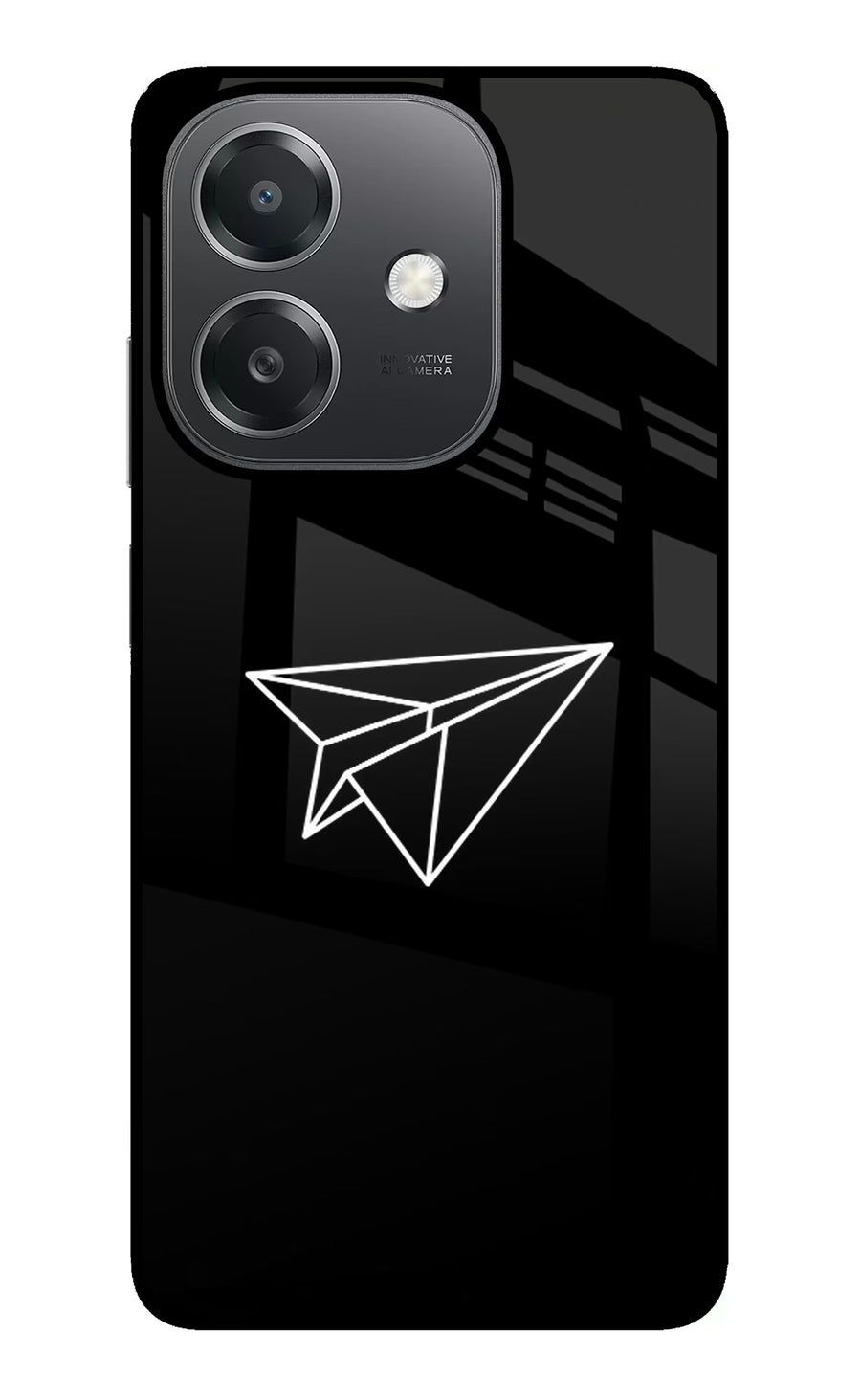 Paper Plane White OPPO A3x Back Cover, Glass case
