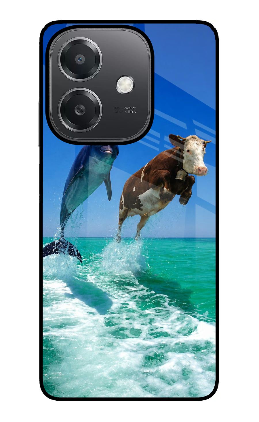 Dolphin vs Cow OPPO A3x Back Cover, Glass case