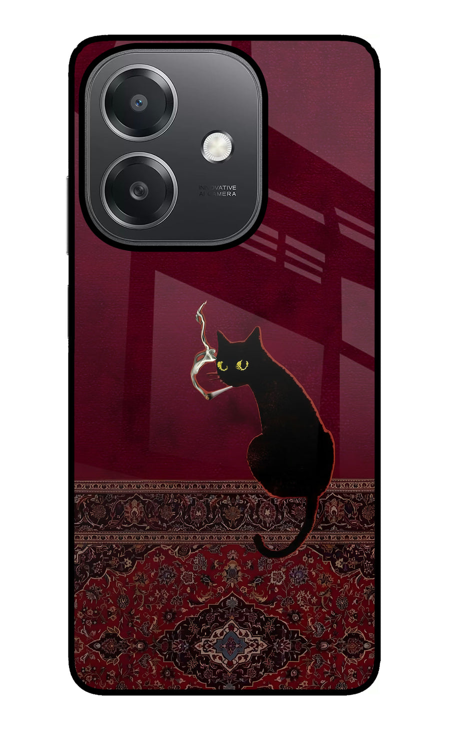 Midnight Cat OPPO A3x Back Cover, Glass case