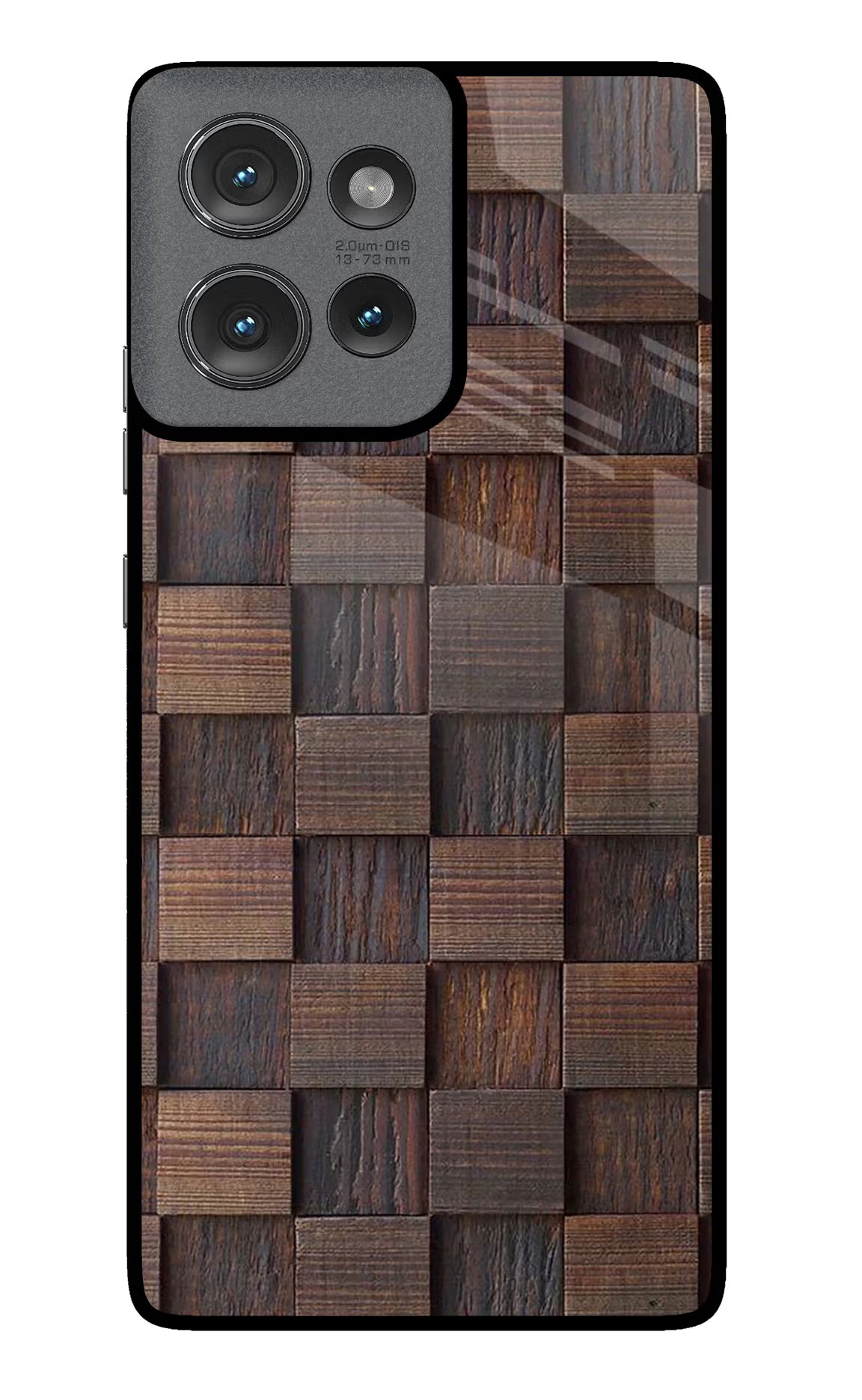 Wooden Cube Design Moto Edge 50 Glass Case