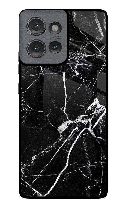 Black Marble Pattern Moto Edge 50 Glass Case