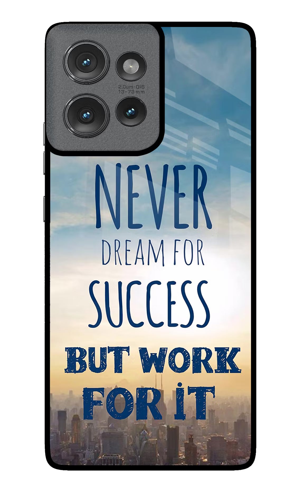 Never Dream For Success But Work For It Moto Edge 50 Glass Case Back Cover by Casekaro