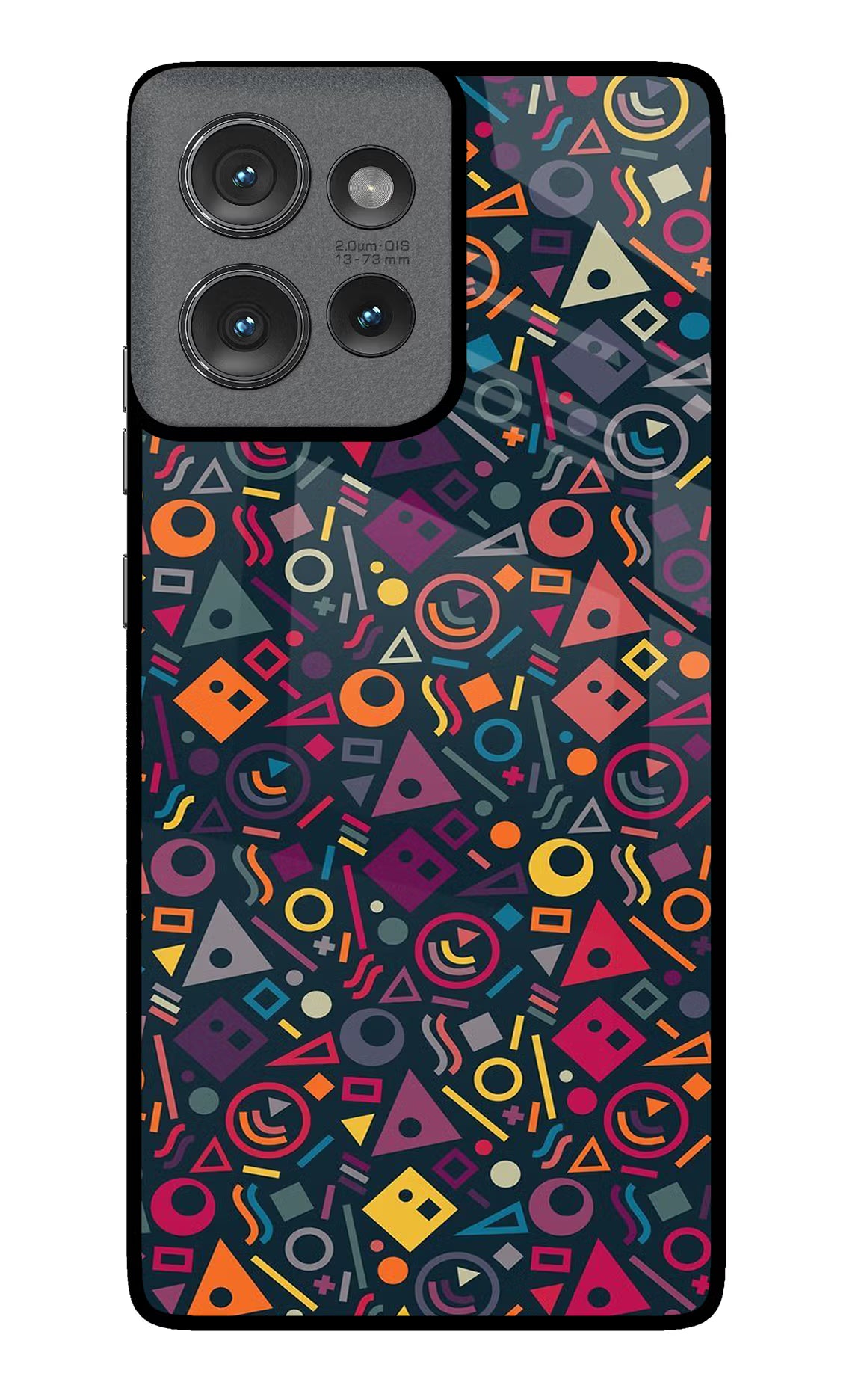 Geometric Abstract Moto Edge 50 Glass Case Back Cover by Casekaro