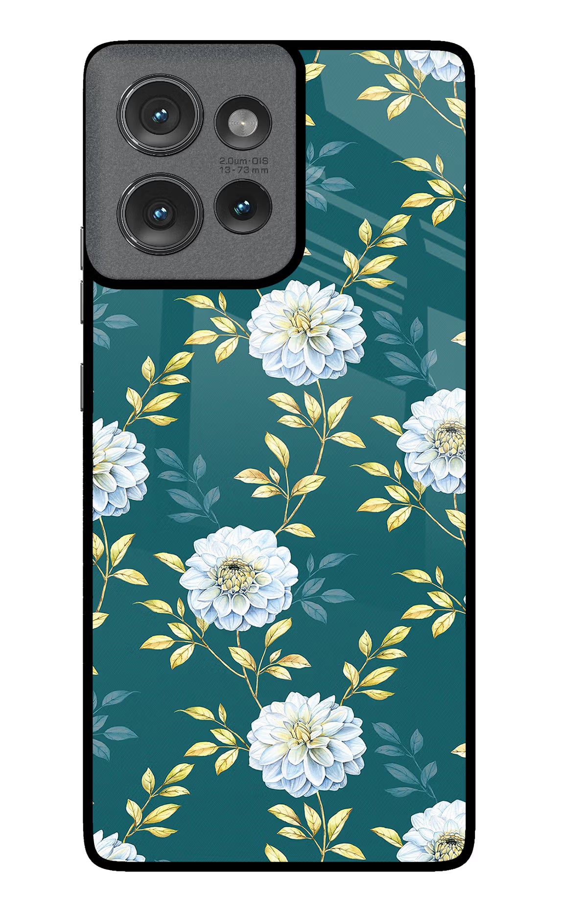 Flowers Moto Edge 50 Glass Case Back Cover by Casekaro