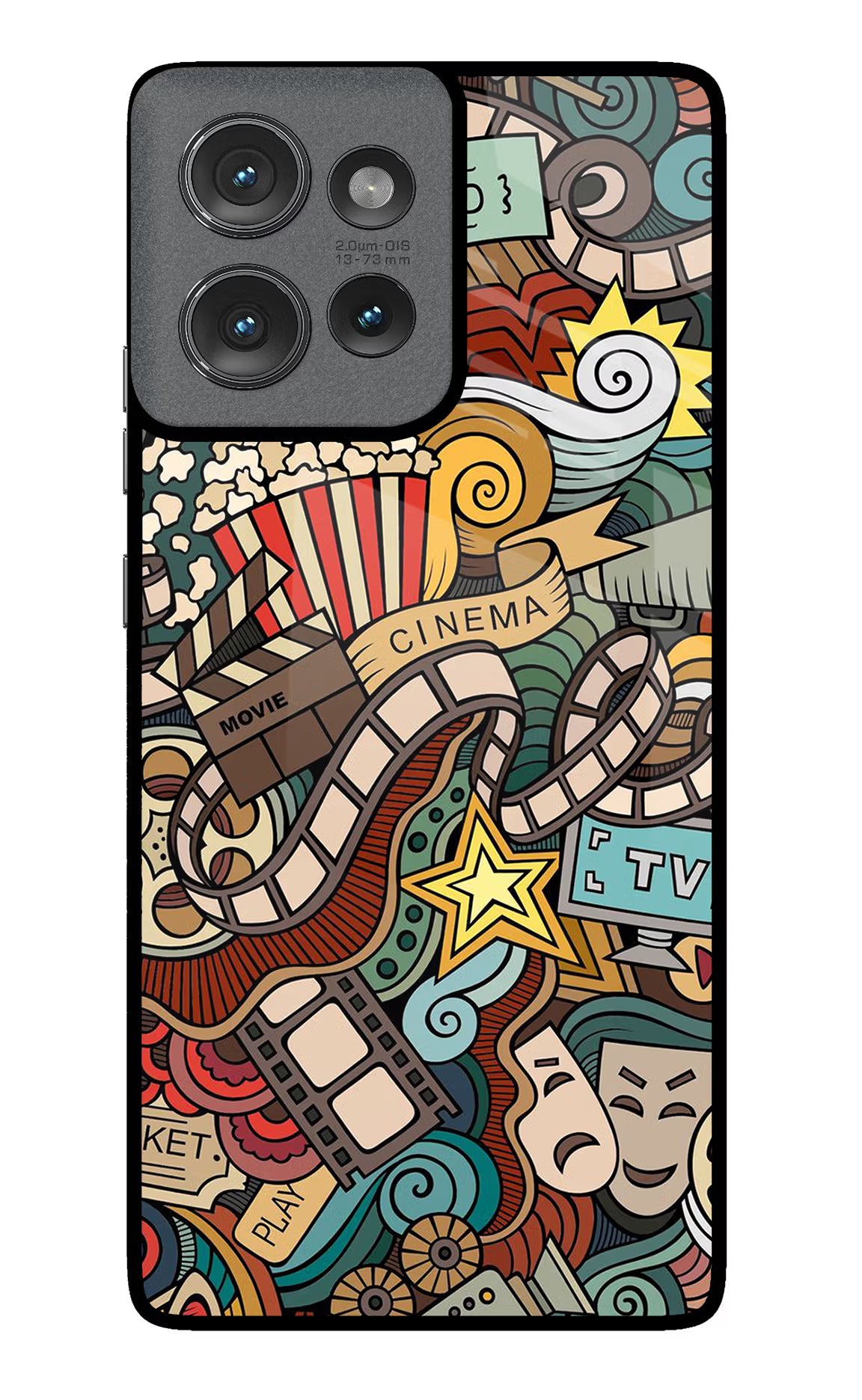 Cinema Abstract Moto Edge 50 Glass Case Back Cover by Casekaro