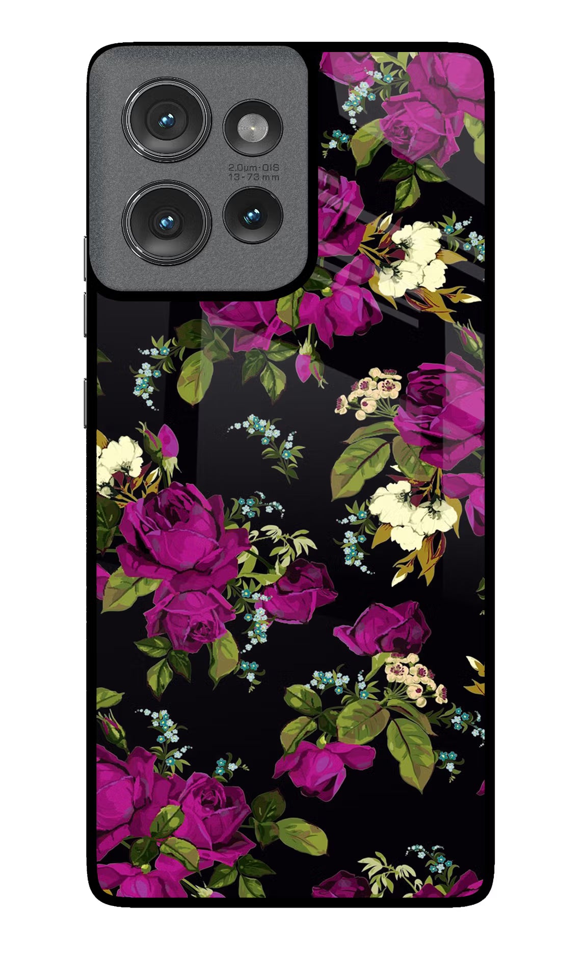 Flowers Moto Edge 50 Glass Case Back Cover by Casekaro