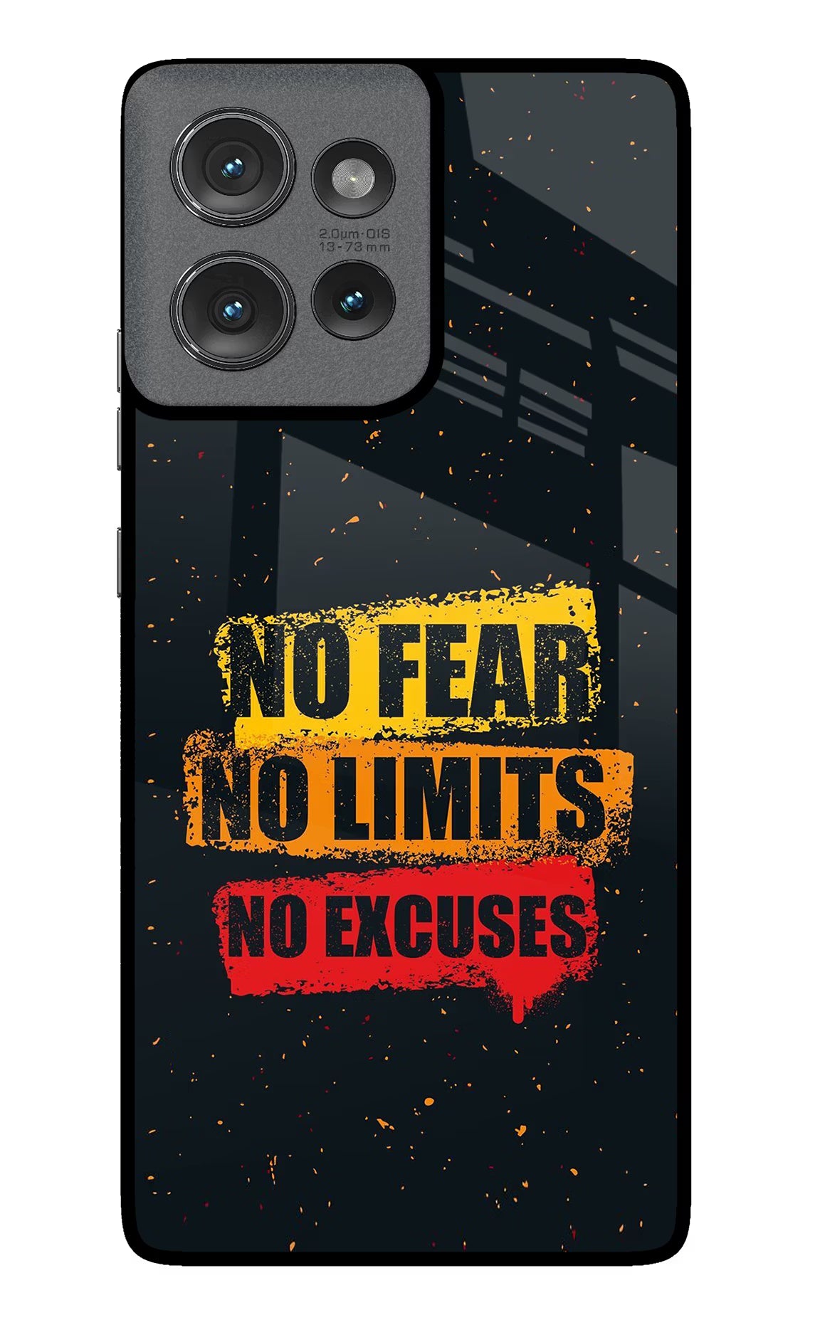 No Fear No Limits No Excuse Moto Edge 50 Glass Case Back Cover by Casekaro