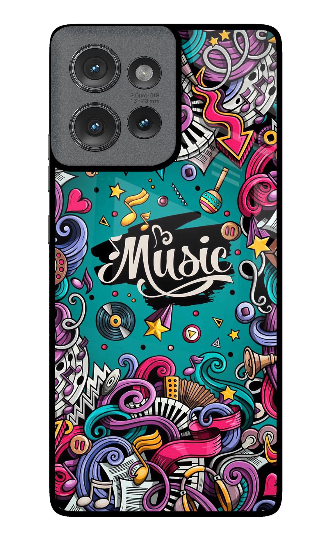 Music Graffiti Moto Edge 50 Glass Case Back Cover by Casekaro