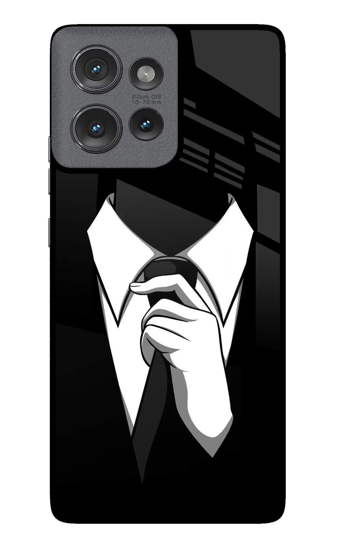 Black Tie Moto Edge 50 Glass Case Back Cover by Casekaro