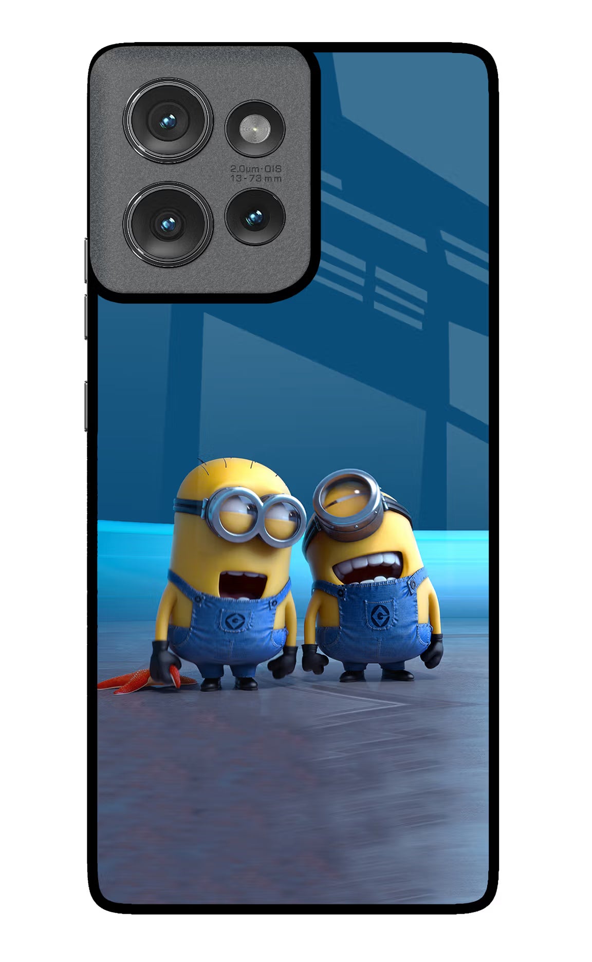 Minion Laughing Moto Edge 50 Glass Case Back Cover by Casekaro