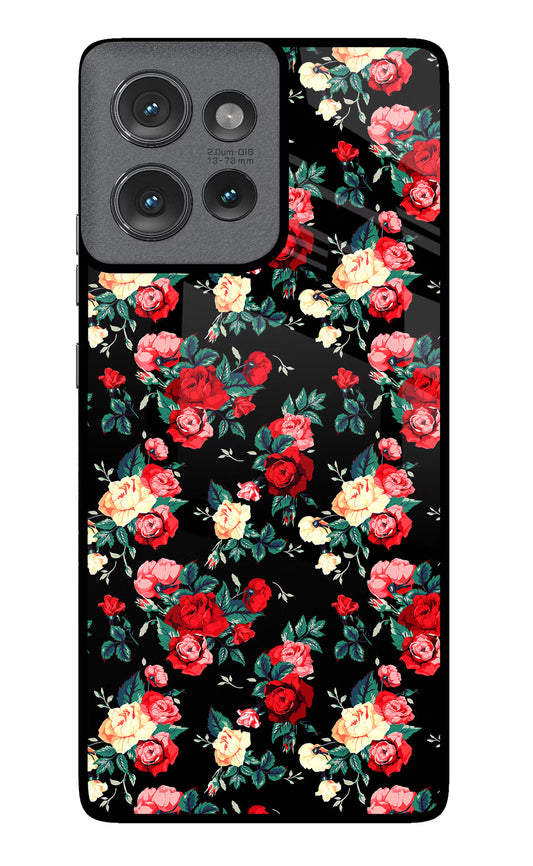Rose Pattern Moto Edge 50 Glass Case