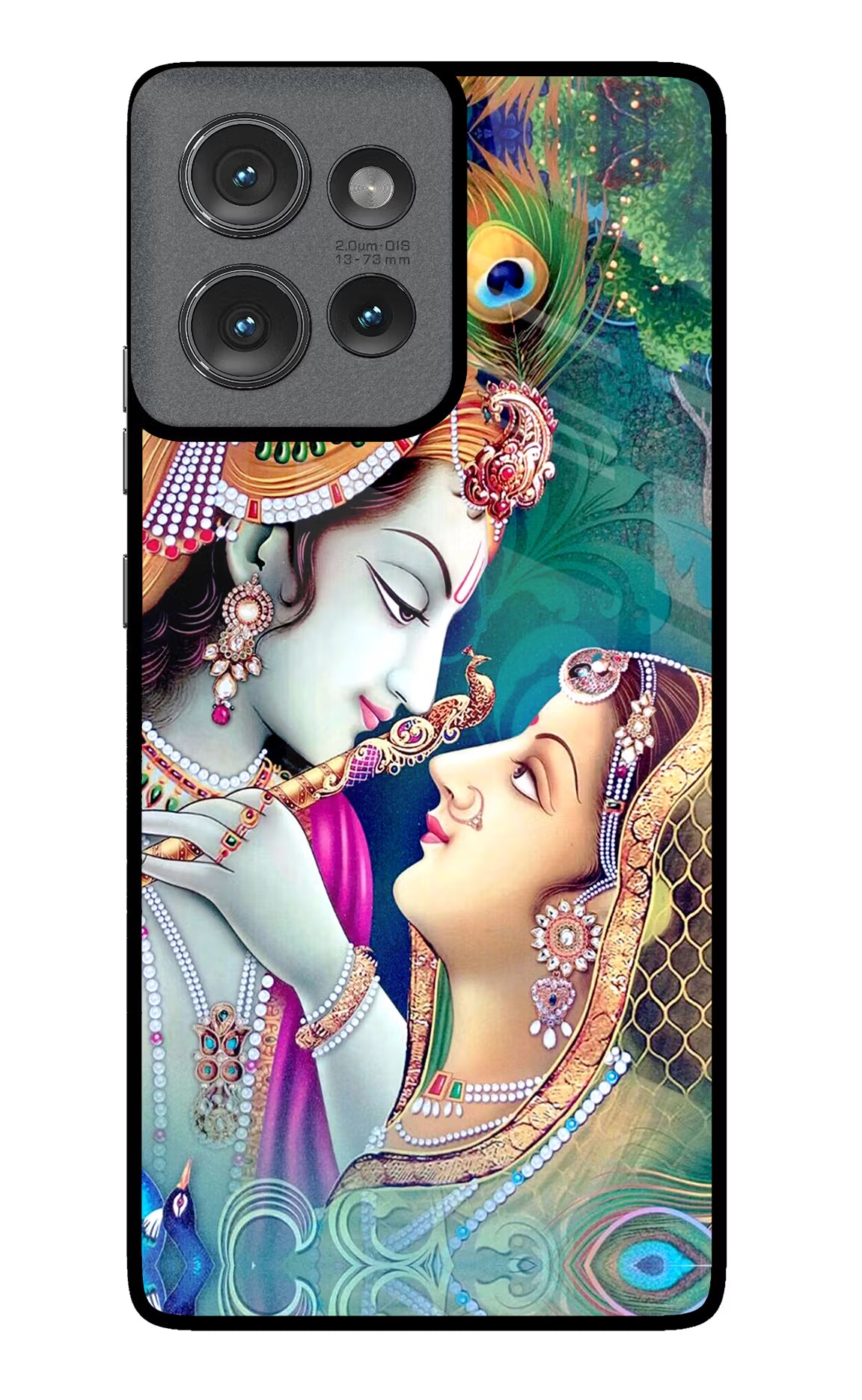 Lord Radha Krishna Moto Edge 50 Glass Case Back Cover by Casekaro