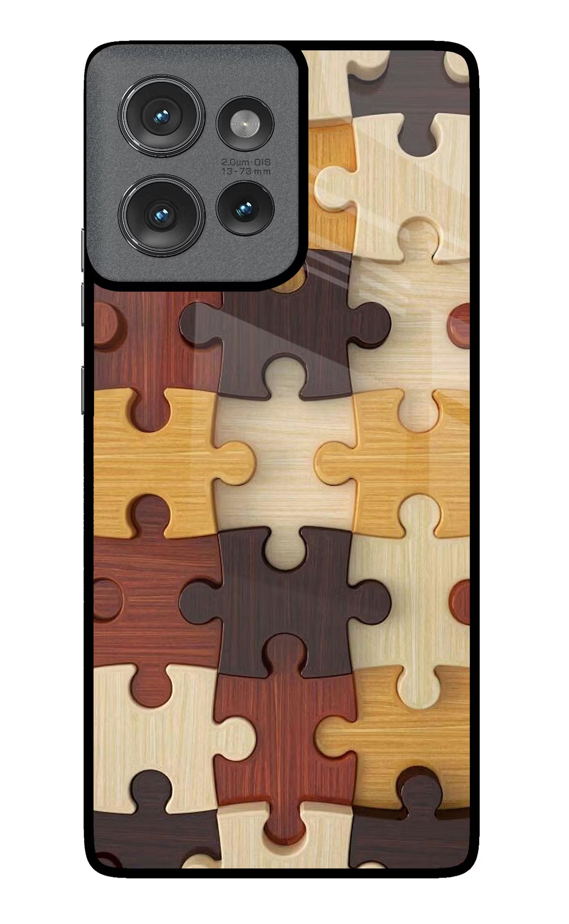 Wooden Puzzle Moto Edge 50 Glass Case Back Cover by Casekaro