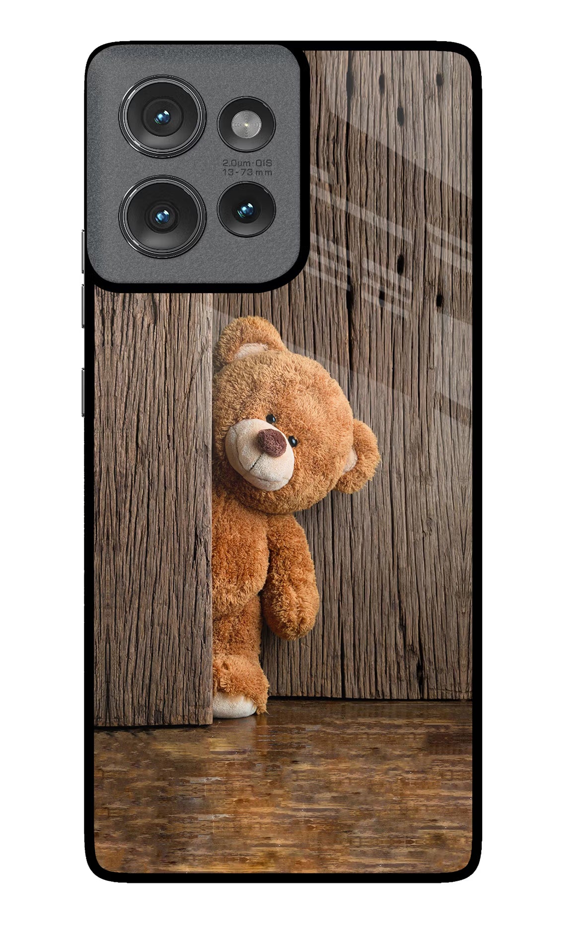 Teddy Wooden Moto Edge 50 Glass Case Back Cover by Casekaro