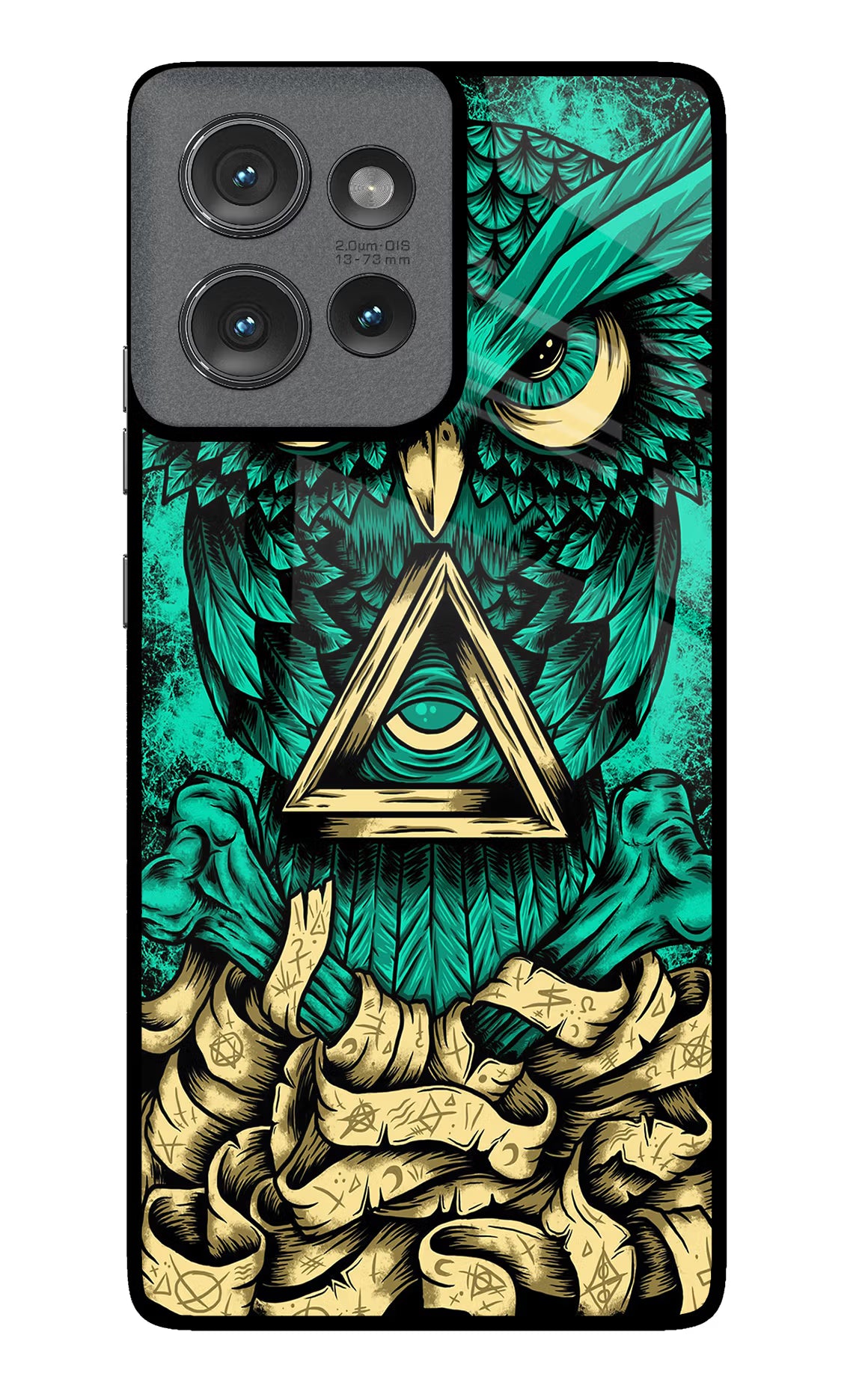Green Owl Moto Edge 50 Glass Case Back Cover by Casekaro