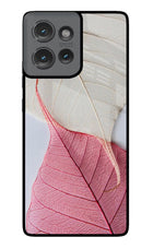 White Pink Leaf Moto Edge 50 Glass Case