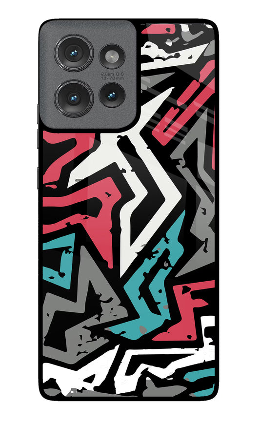Geometric Graffiti Moto Edge 50 Glass Case